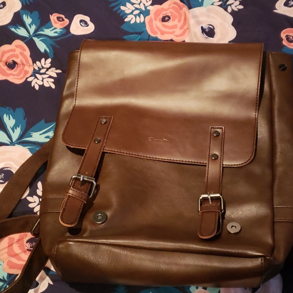 Faux Leather Bookbag